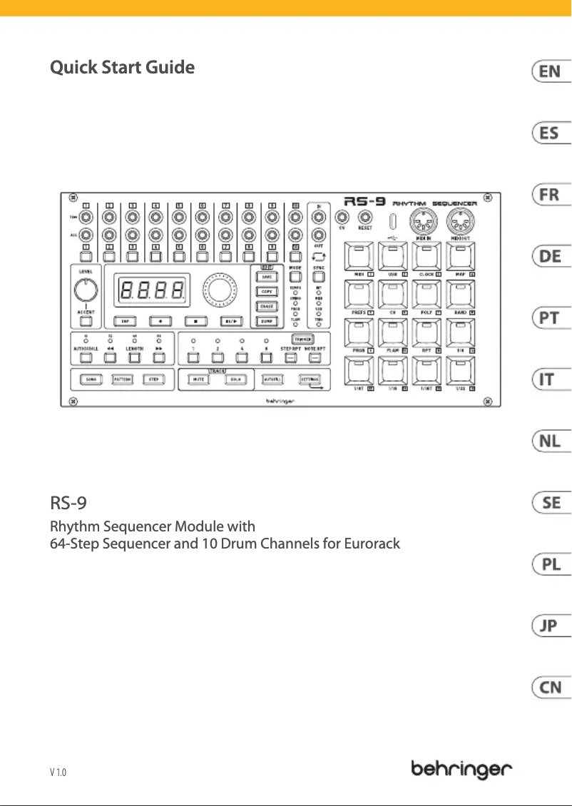 Page 1 de la notice Manuel utilisateur Behringer RS-9