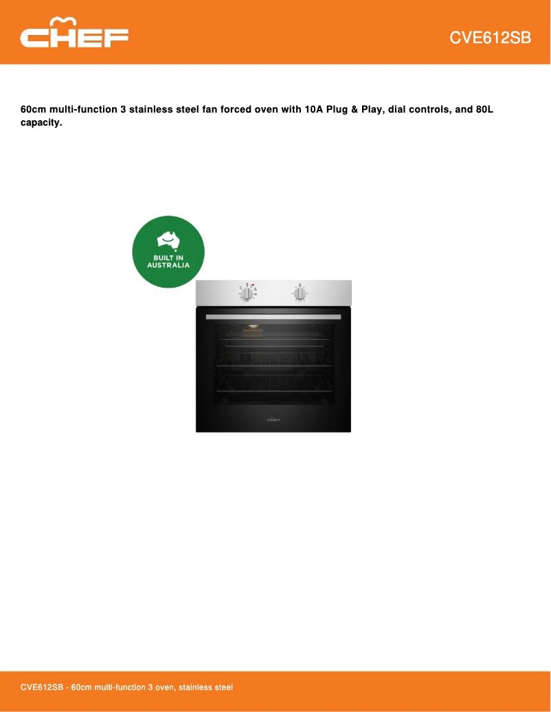 Página 1 del manual Ficha técnica Chef CVE612SB