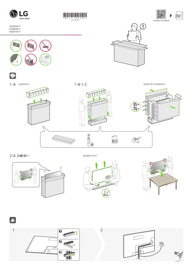 Imagen de la primera página del manual del dispositivo OLED65G16LA