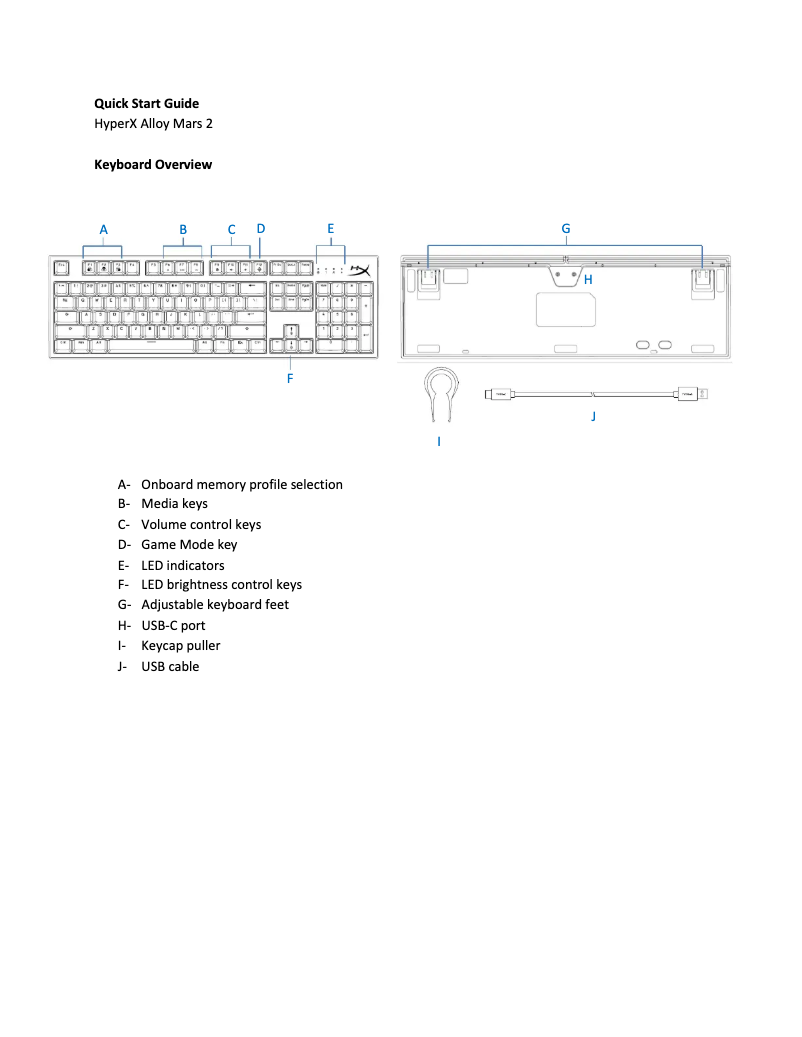 Page 1 de la notice Manuel utilisateur HyperX Alloy Mars 2