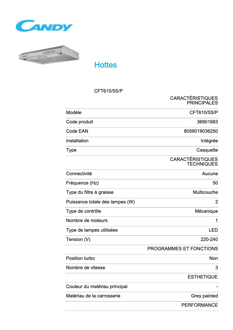 Image de la première page du manuel de l'appareil CFT610/5S/P