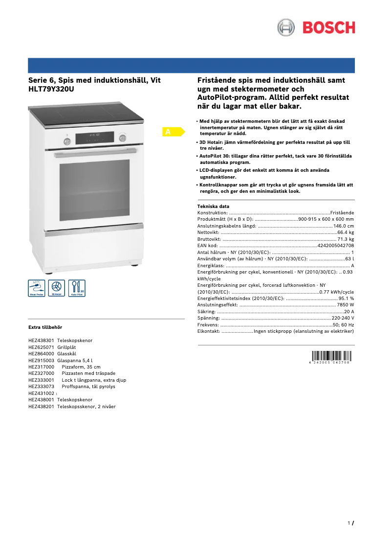 Page 1 de la notice Manuel utilisateur Bosch HLT79Y320U