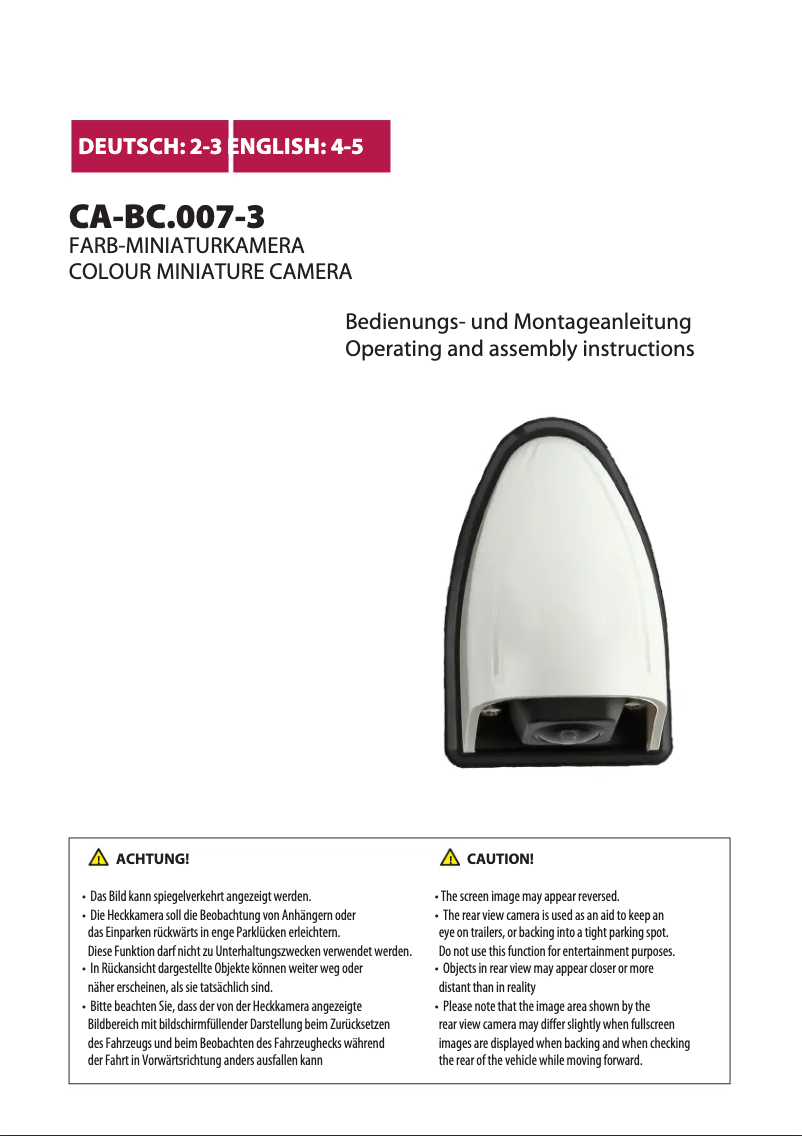 Page n°1 - Manuel utilisateur Pioneer CA-BC.007-3