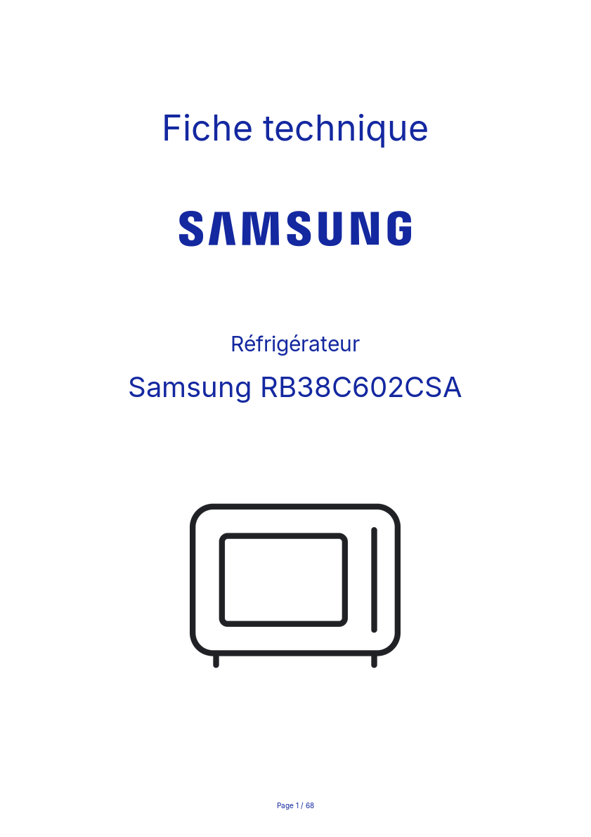 Page n°1 - Fiche technique Samsung RB38C602CSA