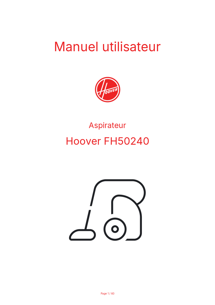 Page n°1 - Manuel utilisateur Hoover FH50240