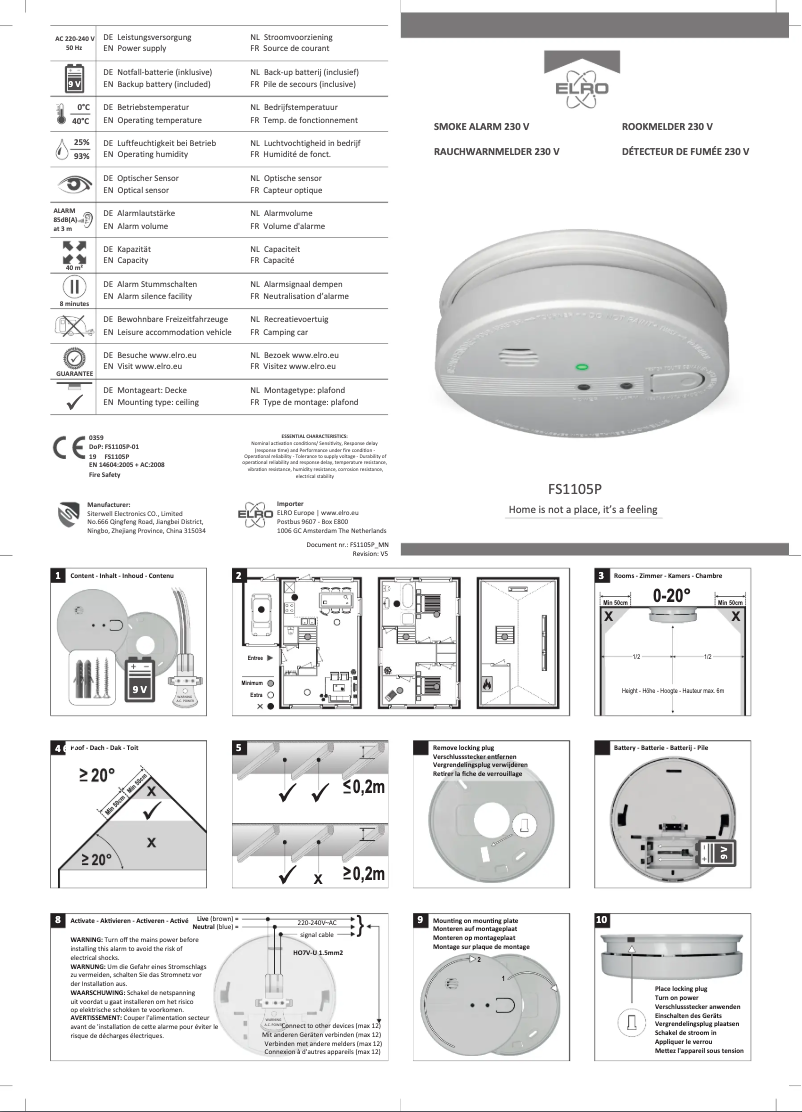 Page 1 of the manual User Manual Elro FS1105P