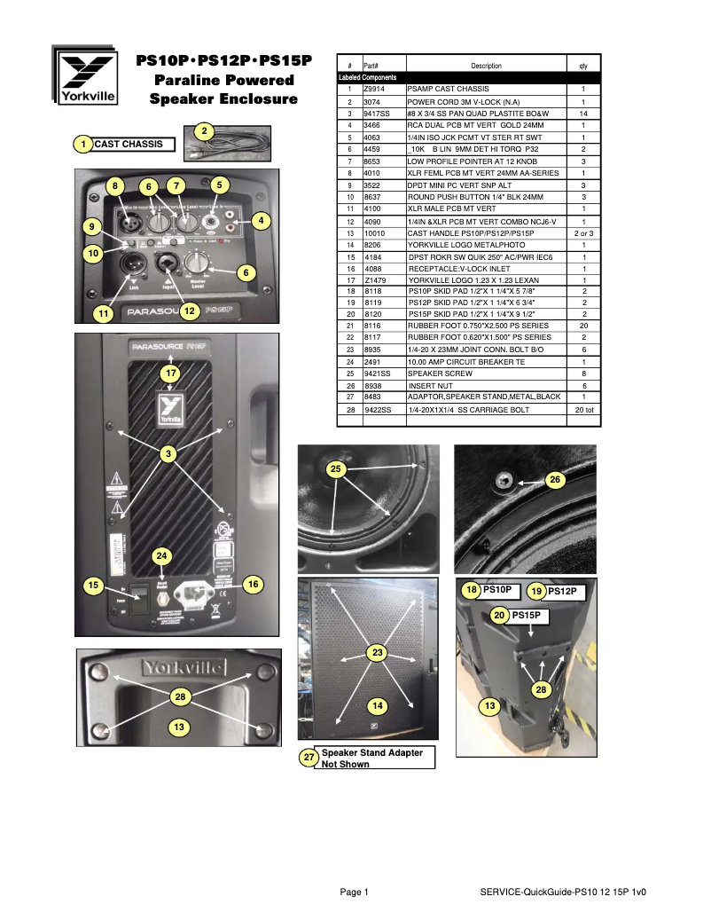 Página 1 del manual Guía de inicio rápido Yorkville ParaSource PS12P