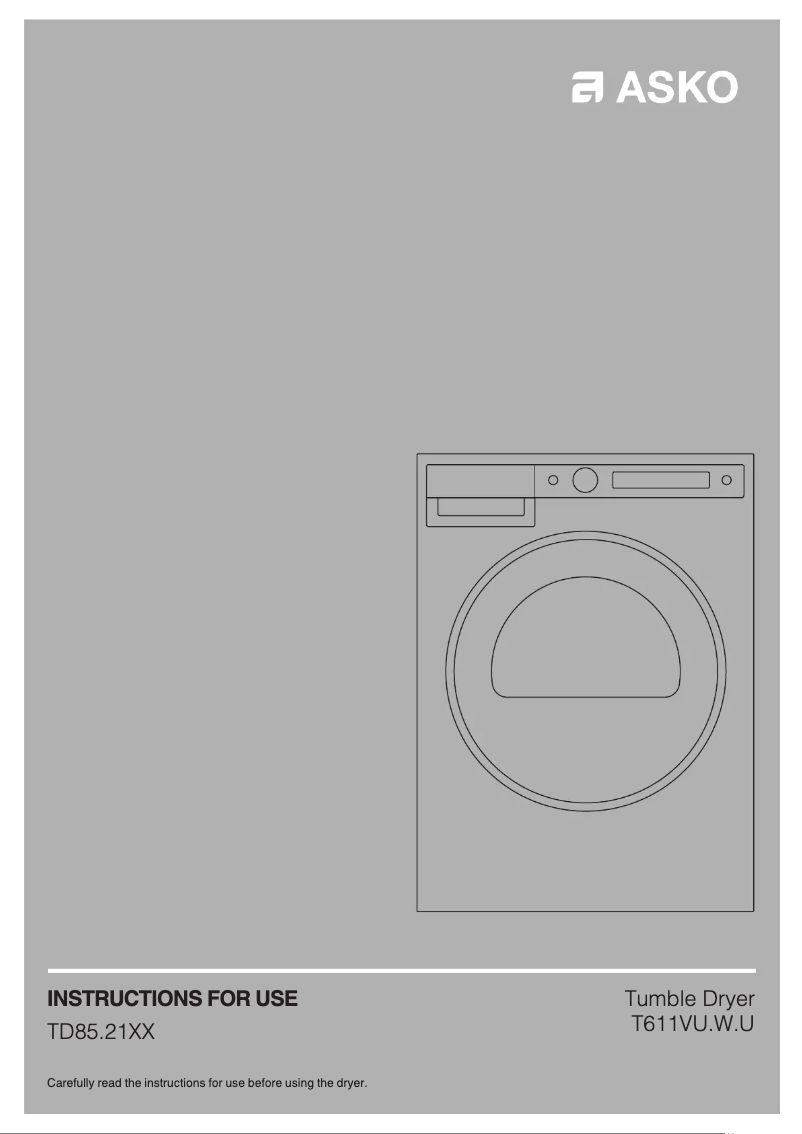 Page n°1 - Manuel utilisateur Asko T611VUW