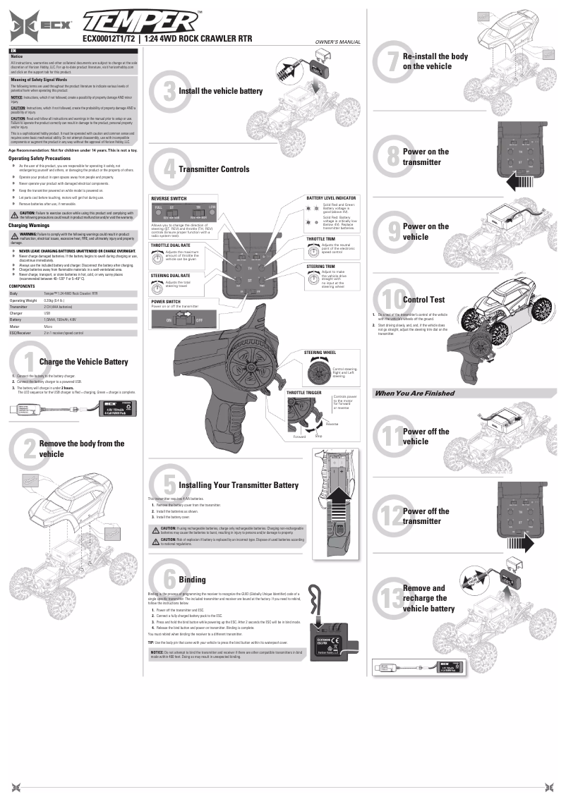 Page 1 de la notice Manuel utilisateur ECX Temper ECX00012T1