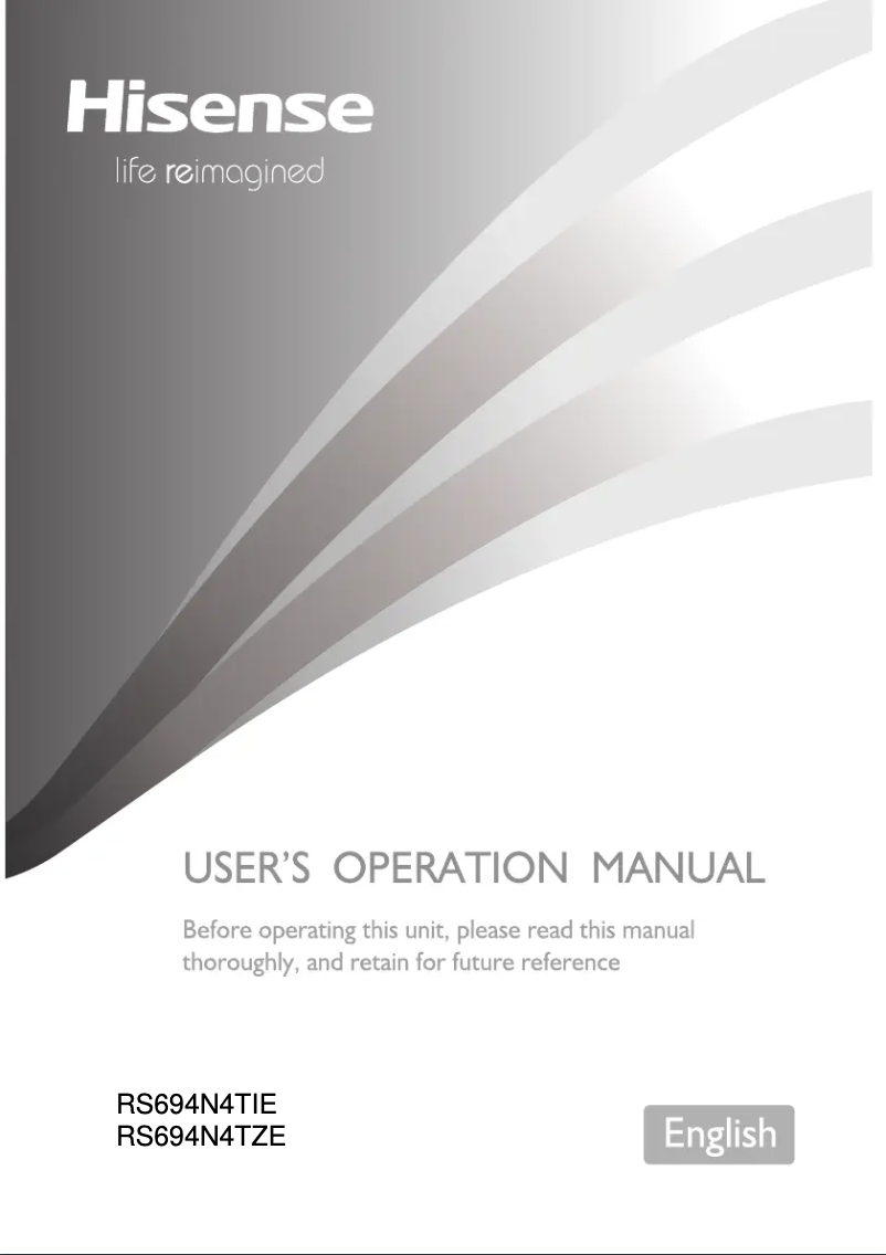 Page 1 de la notice Manuel utilisateur Hisense RS694N4TZE