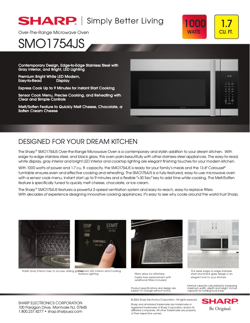 Page 1 de la notice Fiche technique Sharp SMO1754JS