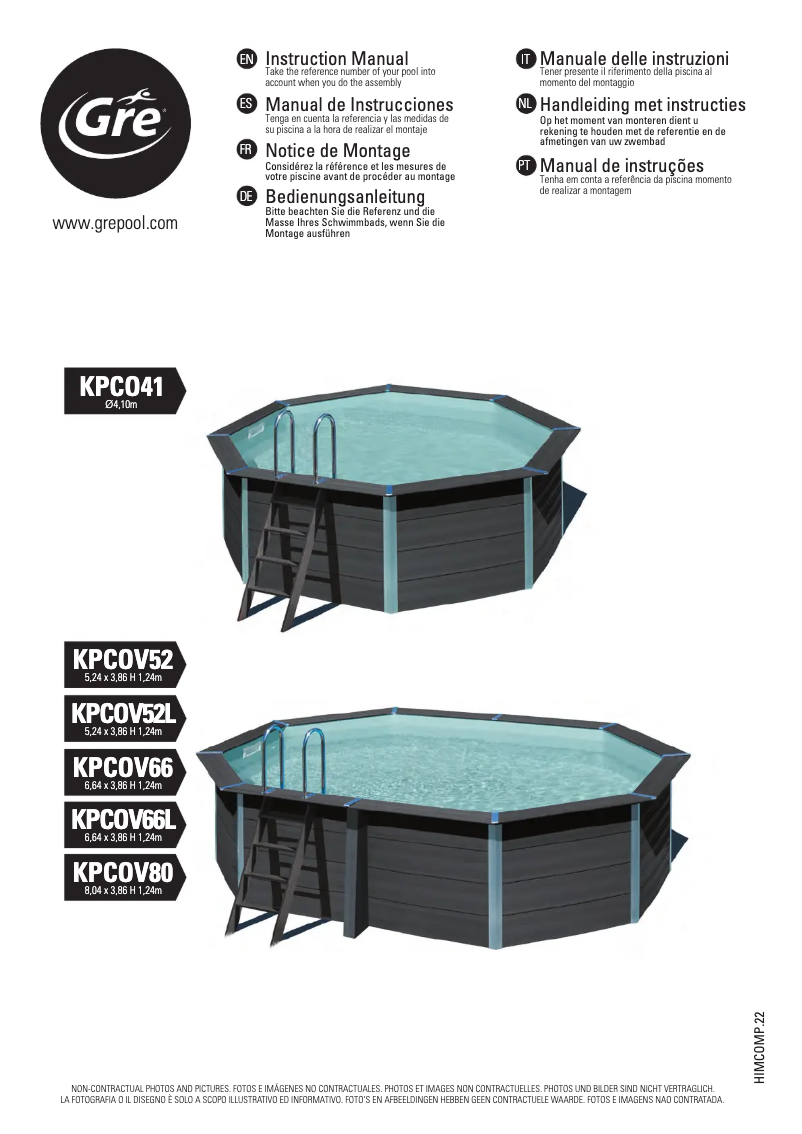 Page 1 de la notice Manuel utilisateur Gre KPCOV52