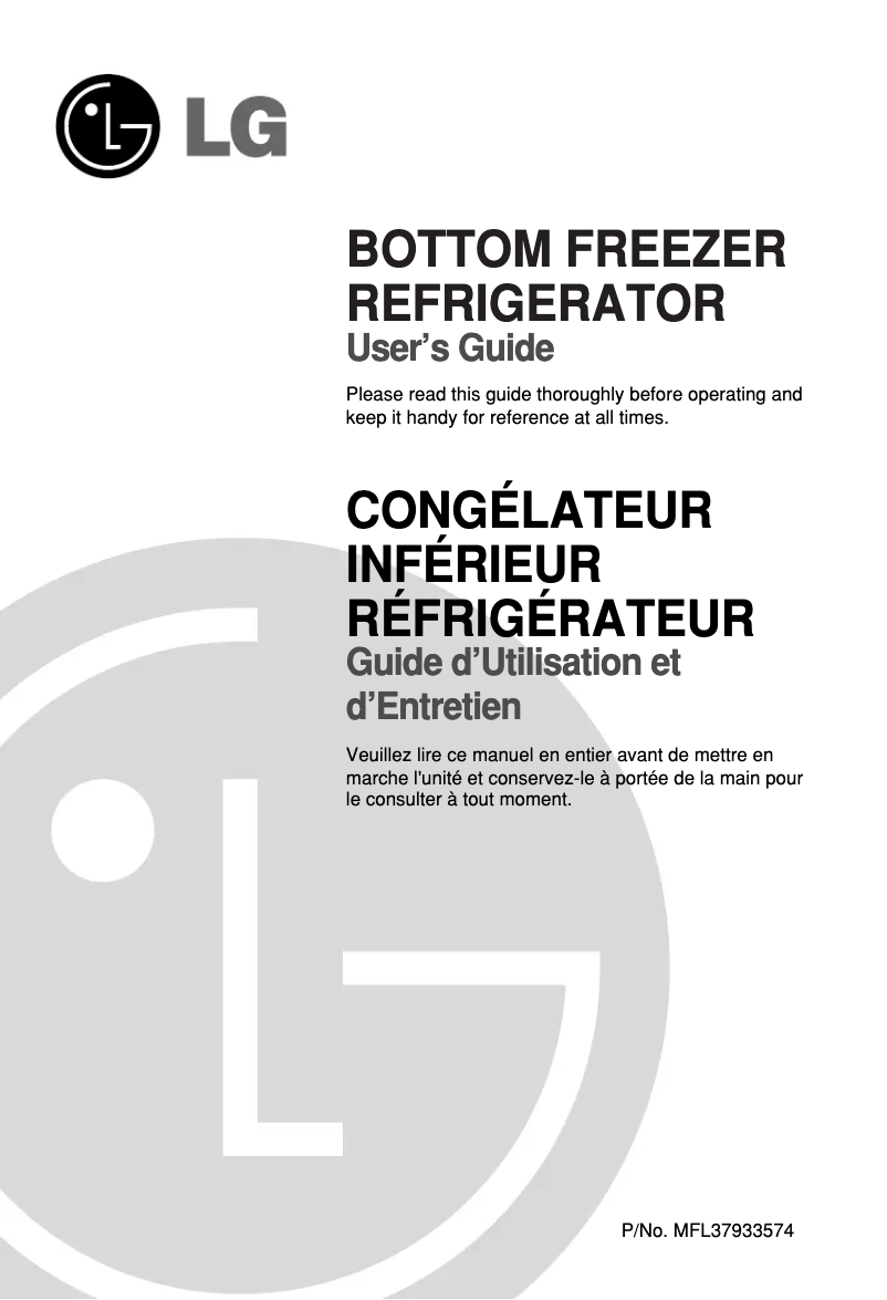 Page 1 de la notice Manuel utilisateur LG S-203UTK