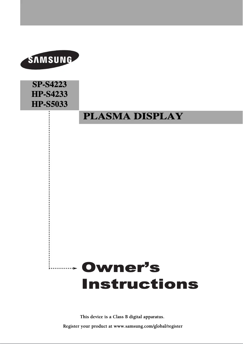 Page 1 de la notice Manuel utilisateur Samsung SP-S4223