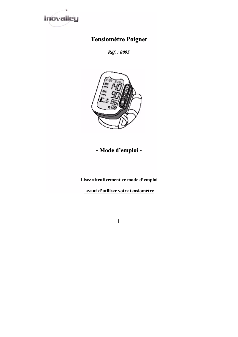Page n°1 - Manuel utilisateur Inovalley 0095