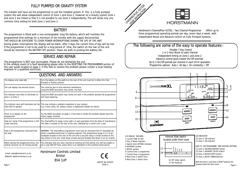 Page n°1 - Manuel utilisateur Horstmann ChannelPlus H27ZXL