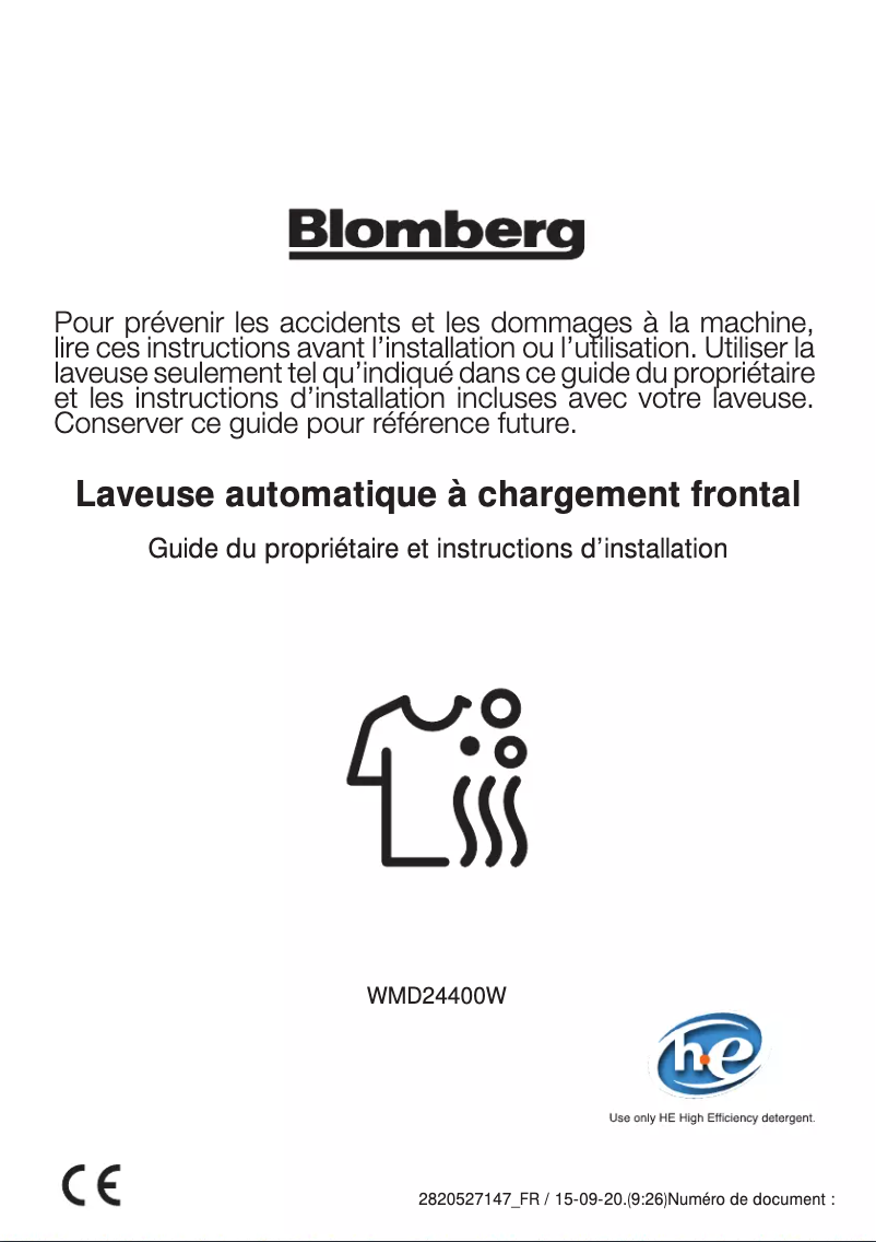 Page n°1 - Manuel utilisateur Blomberg WMD24400W