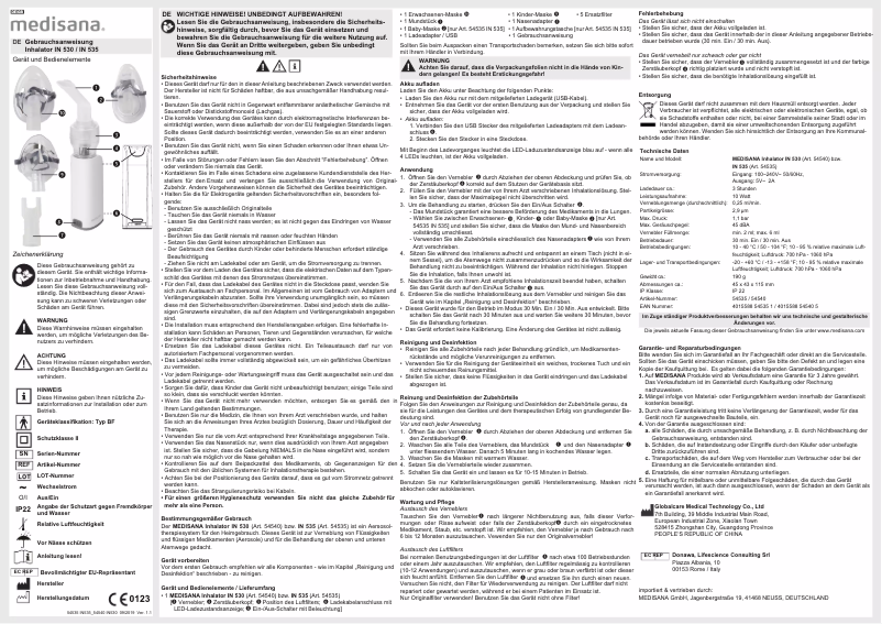 Page 1 de la notice Manuel utilisateur Medisana IN 535