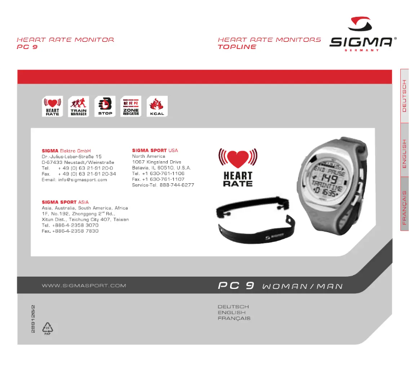 Page n°1 - Manuel utilisateur Sigma Sport PC 9