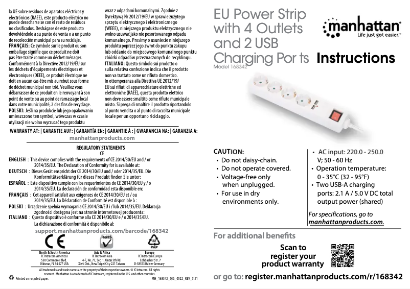 Page 1 de la notice Manuel utilisateur Manhattan 168342