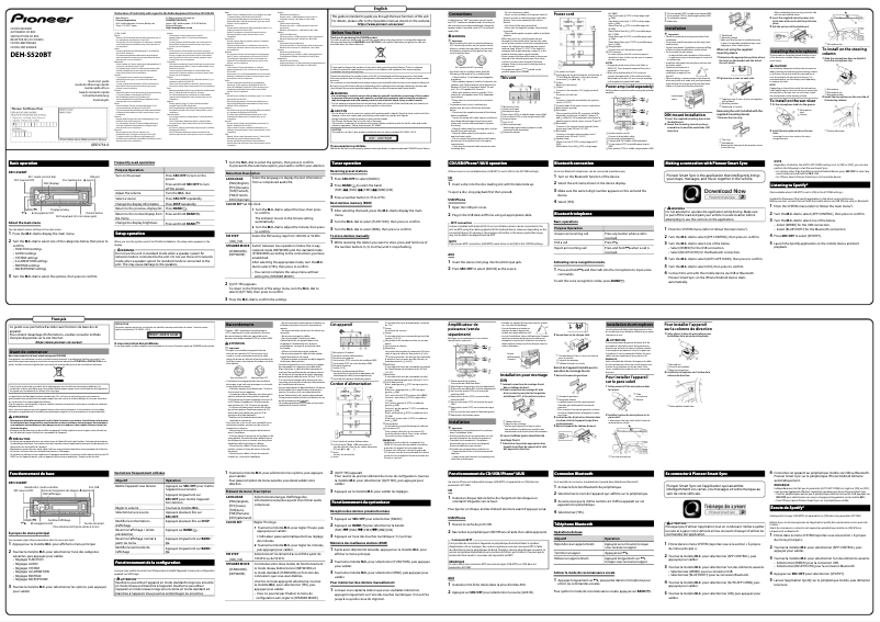 Image de la première page du manuel de l'appareil DEH-S520BT