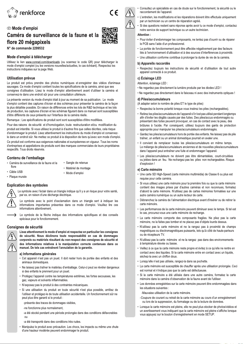 Page 1 de la notice Manuel utilisateur Renkforce RF-HC-300