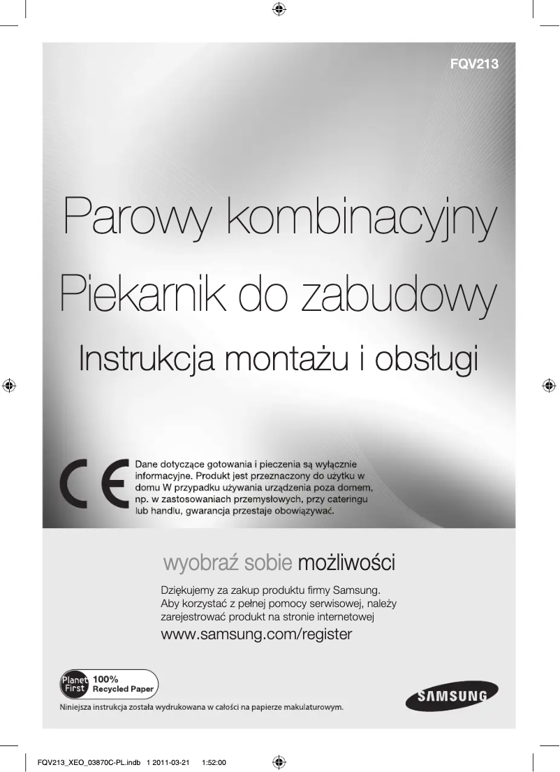 Page 1 de la notice Manuel utilisateur Samsung FQV213G001