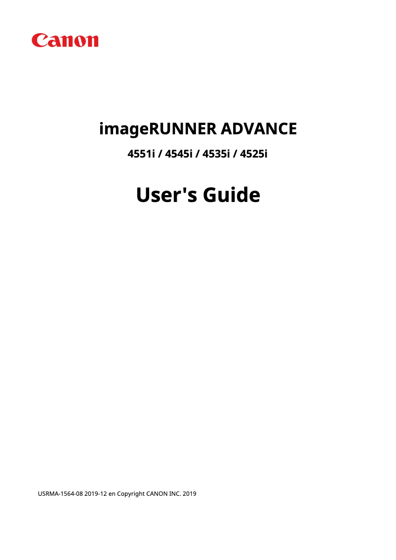 Image de la première page du manuel de l'appareil imageRUNNER ADVANCE 4525i
