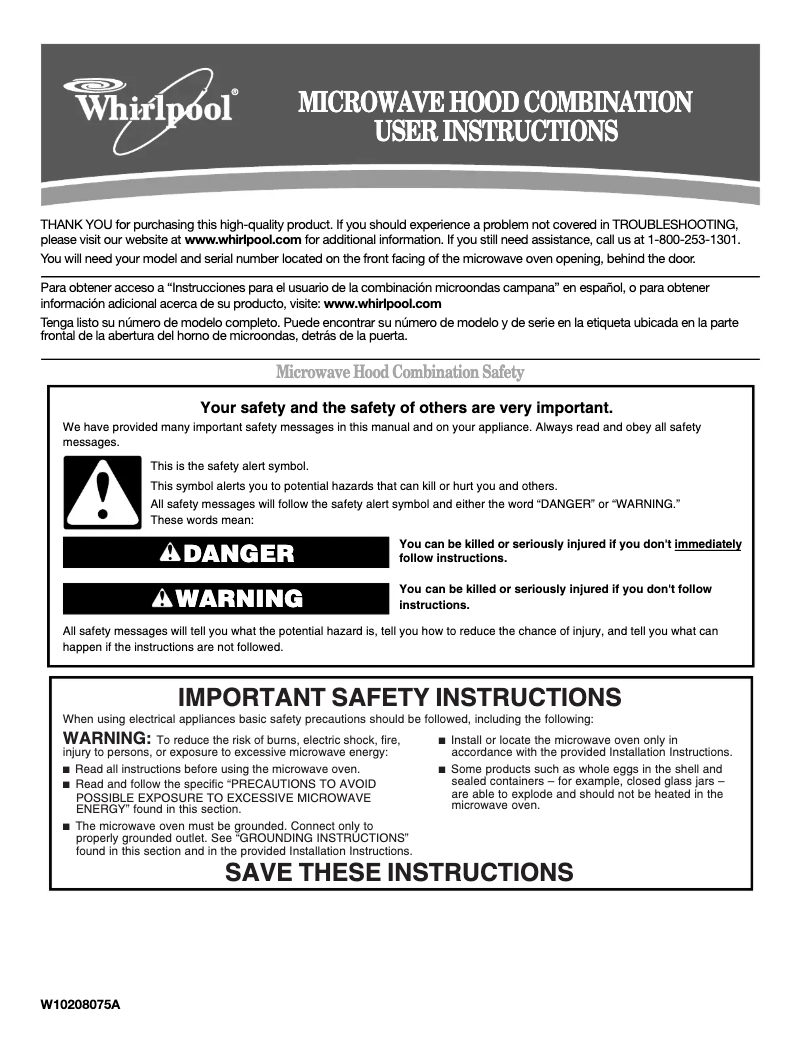 Page 1 de la notice Manuel utilisateur Whirlpool GMH3204XVS