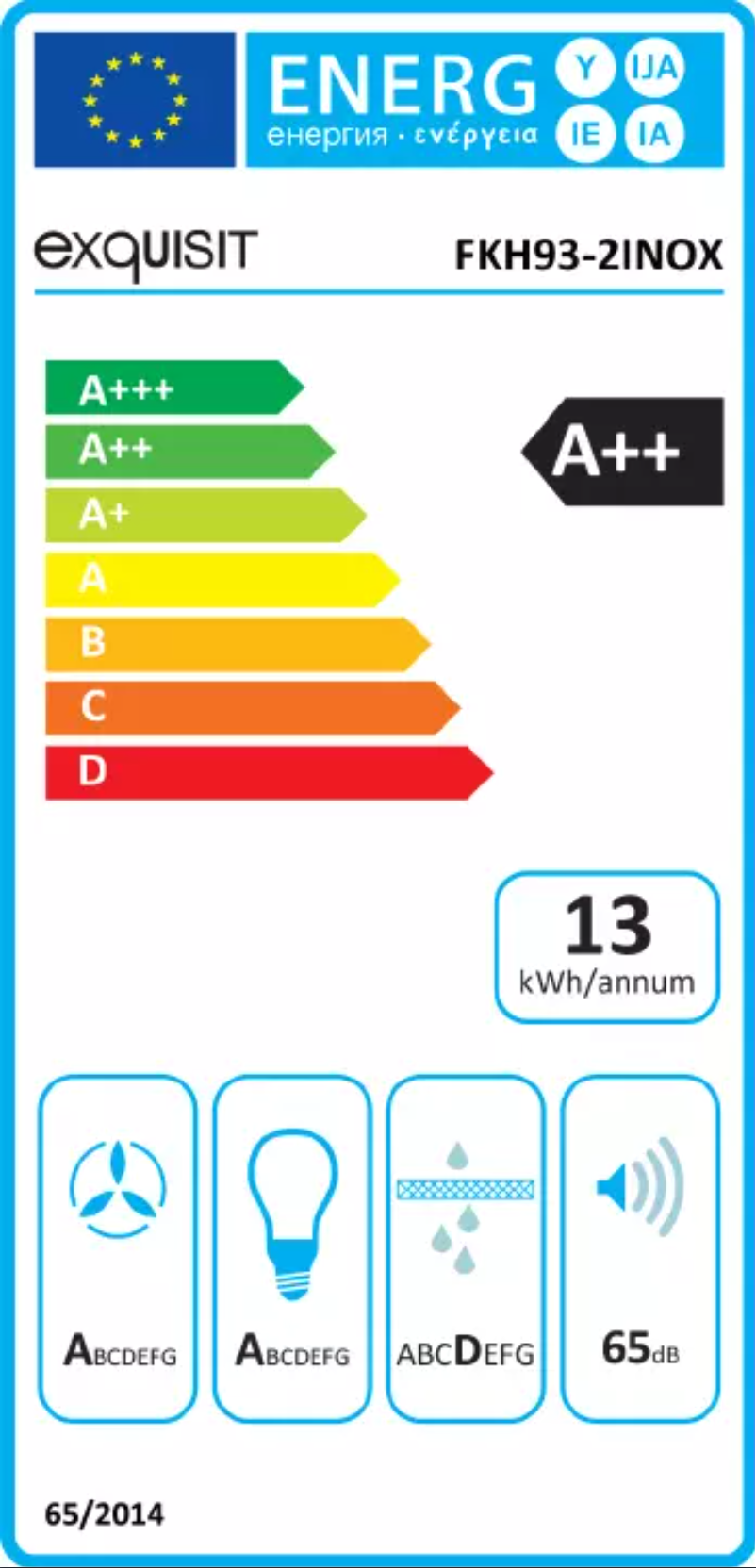 Page 1 de la notice Label énergétique Exquisit FKH93-2INOX