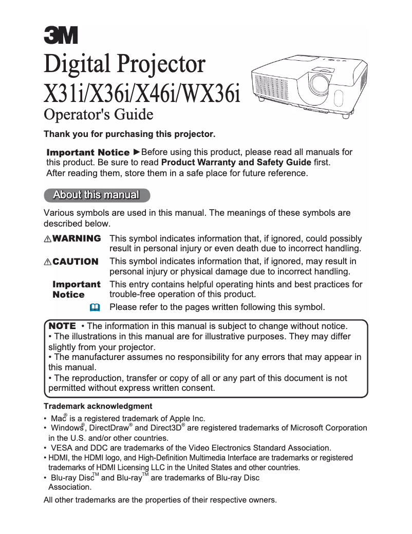 Image de la première page du manuel de l'appareil X46i