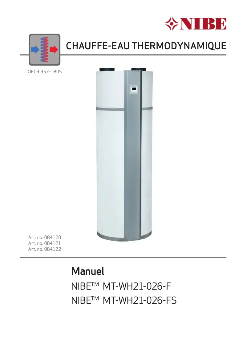 Page 1 de la notice Guide d'installation Nibe MT-WH21-019-FS