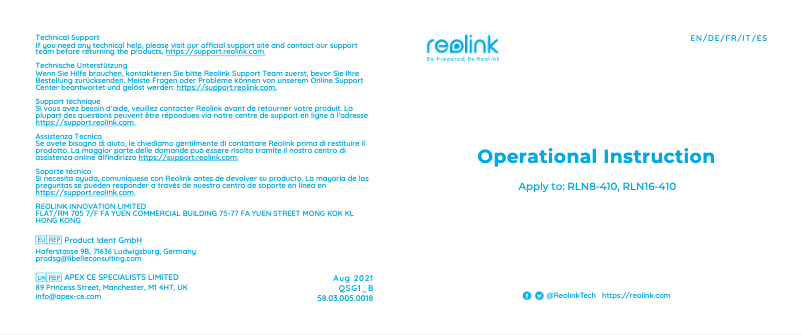 Image de la première page du manuel de l'appareil RLN8-410