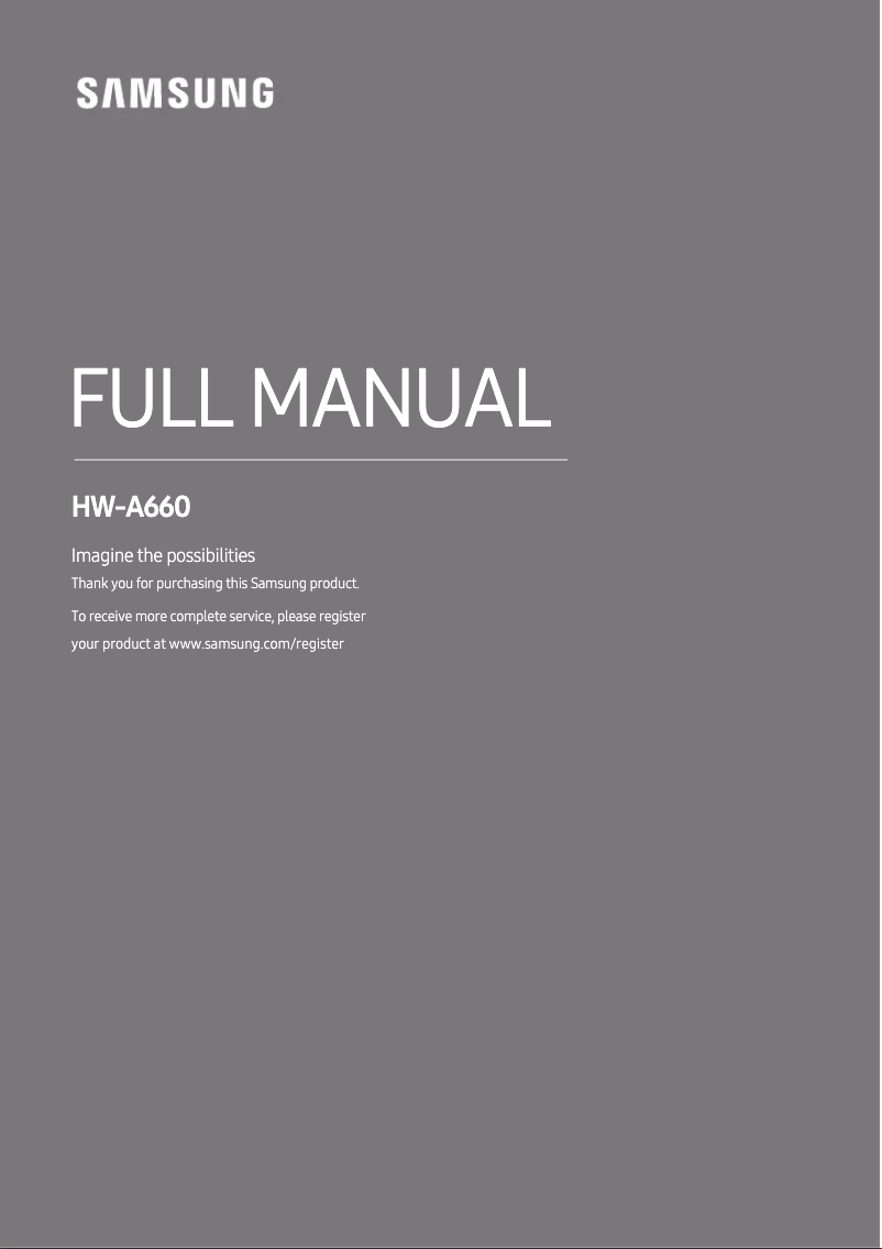 Page n°1 - Manuel utilisateur Samsung HW-A660