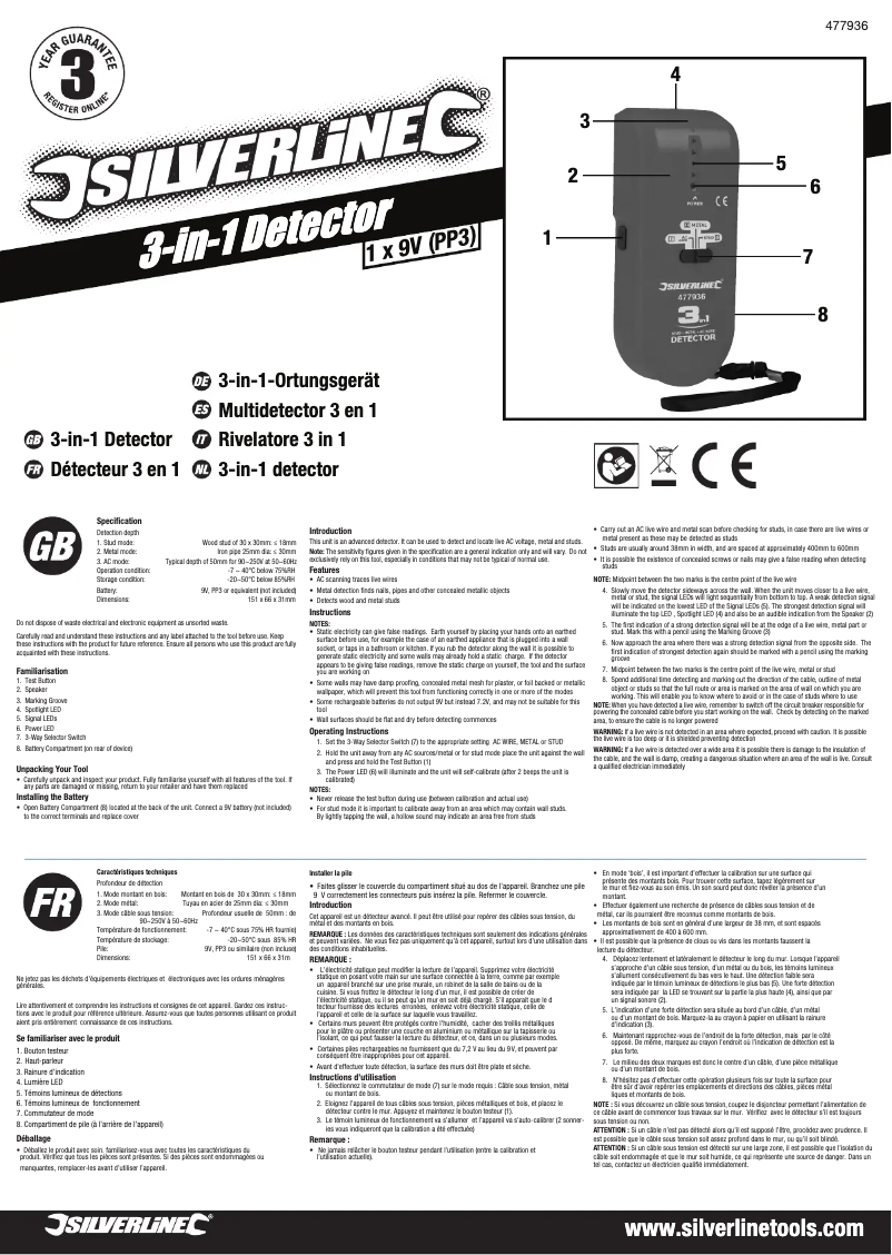 Page n°1 - Manuel utilisateur Silverline 477936