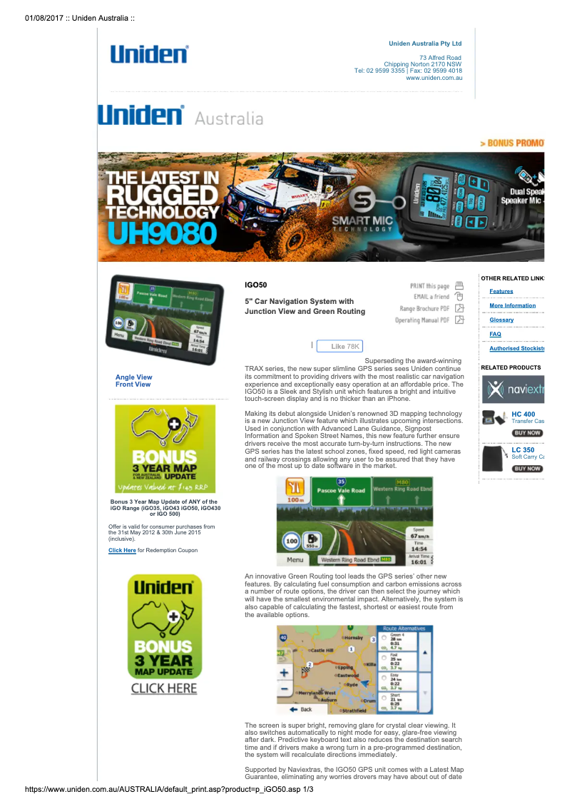 Image de la première page du manuel de l'appareil iGO 50