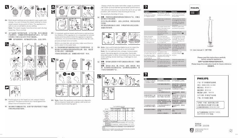 Page 1 de la notice Brochure Philips Easy Touch GC486