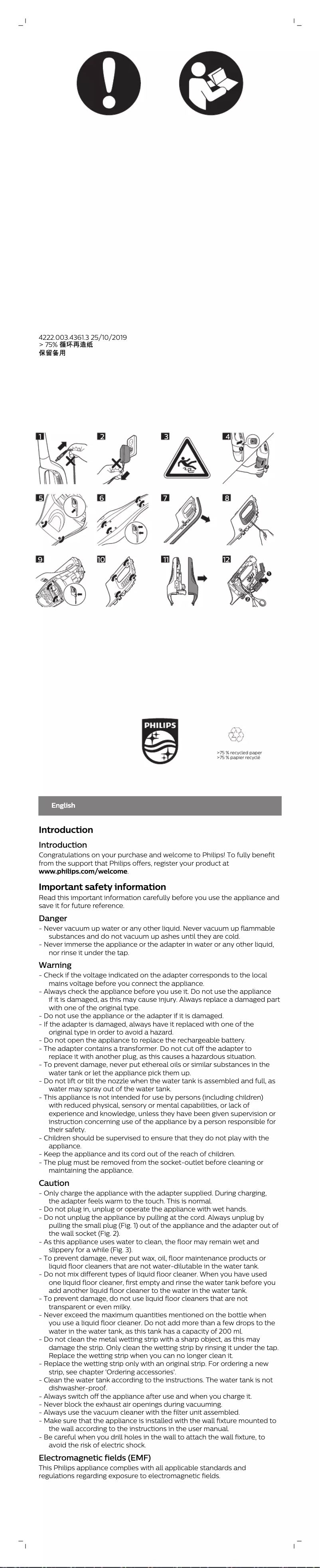 Page 1 de la notice Brochure Philips PowerPro Aqua FC6405