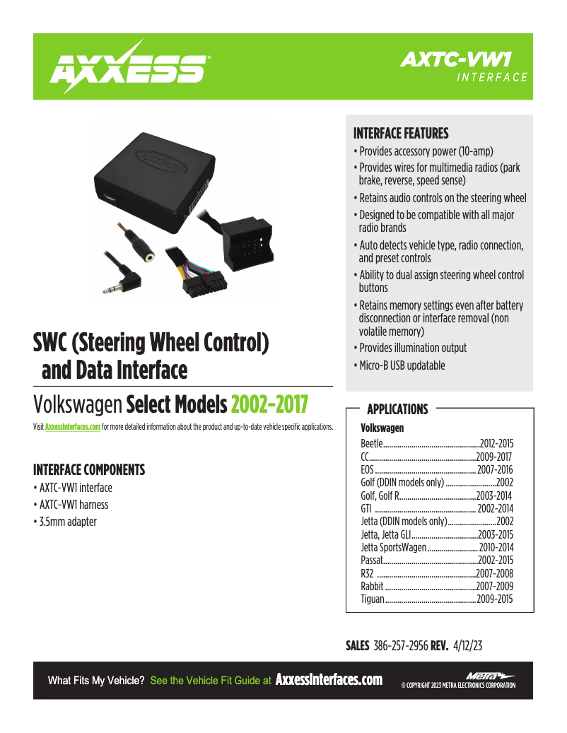 Image de la première page du manuel de l'appareil AXTC-VW1