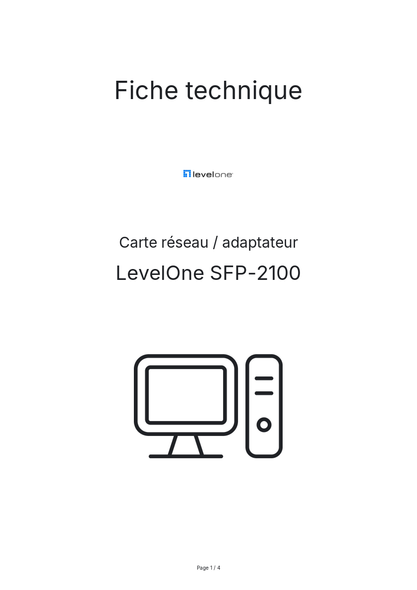 Page n°1 - Fiche technique LevelOne SFP-2100
