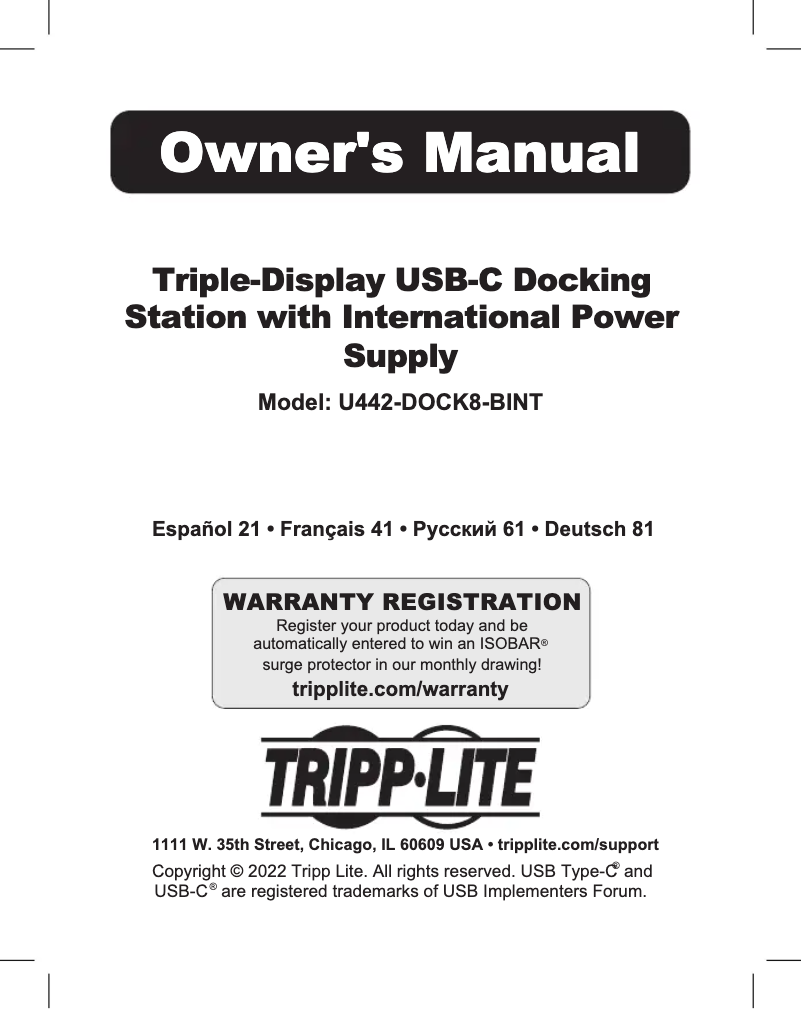 Página 1 del manual Manual de usuario Tripp Lite U442-DOCK8-BINT