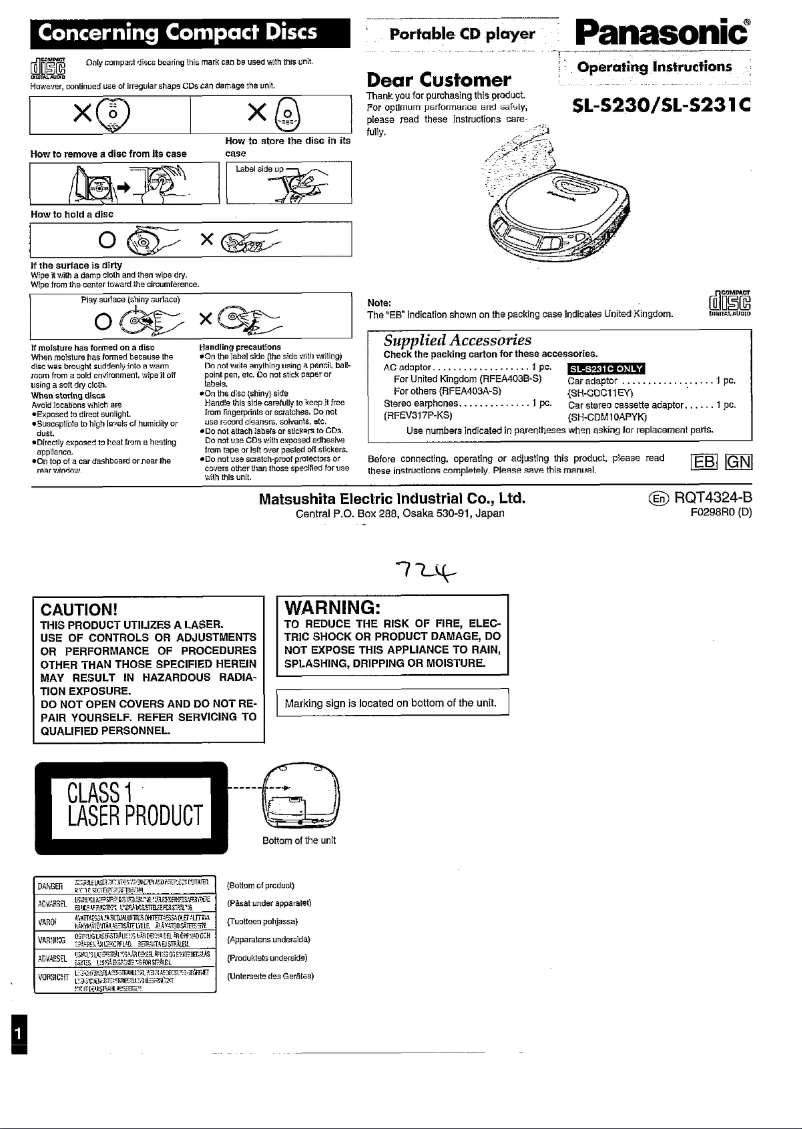 Image de la première page du manuel de l'appareil SL-S230