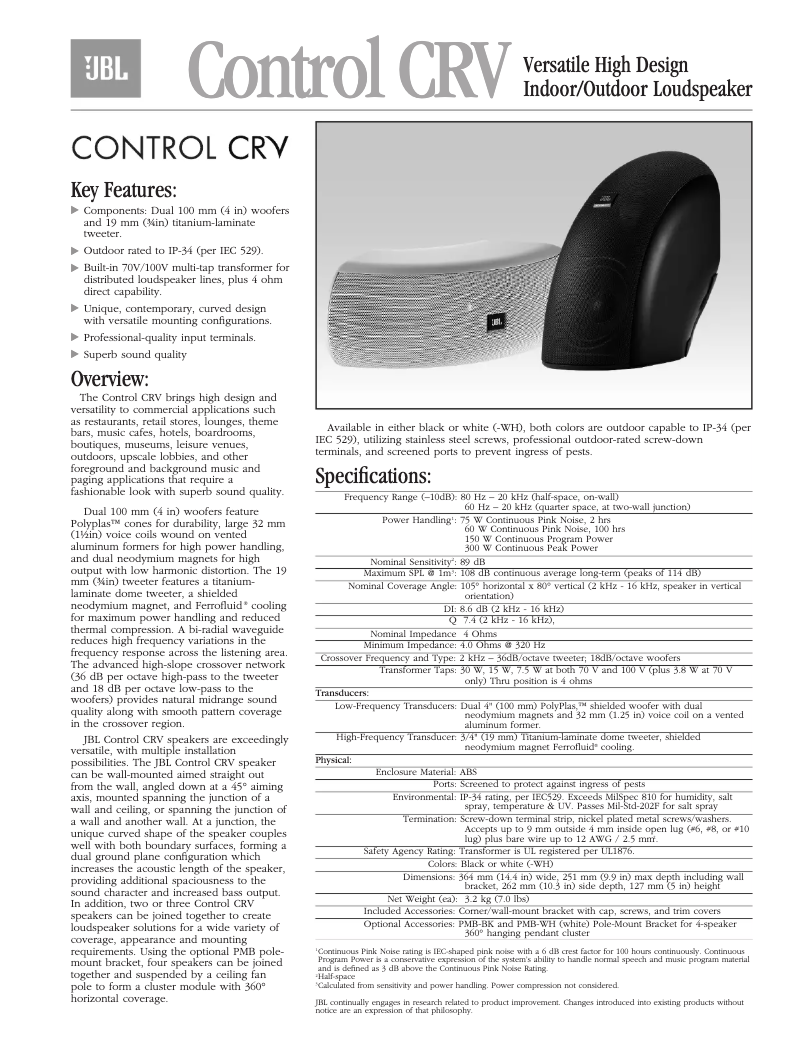 Image de la première page du manuel de l'appareil Control CRV