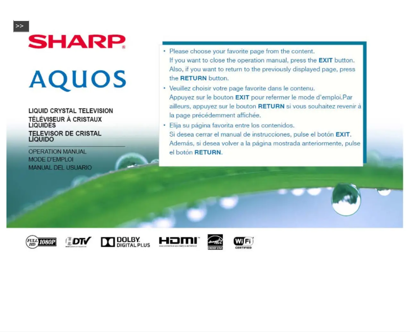 Page n°1 - Manuel utilisateur Sharp LC-32LE653U