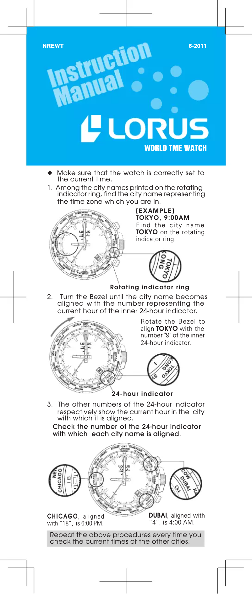 Page n°1 - Manuel utilisateur Lorus World TME