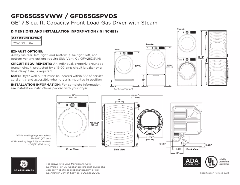 Image de la première page du manuel de l'appareil GFD65GSPVDS
