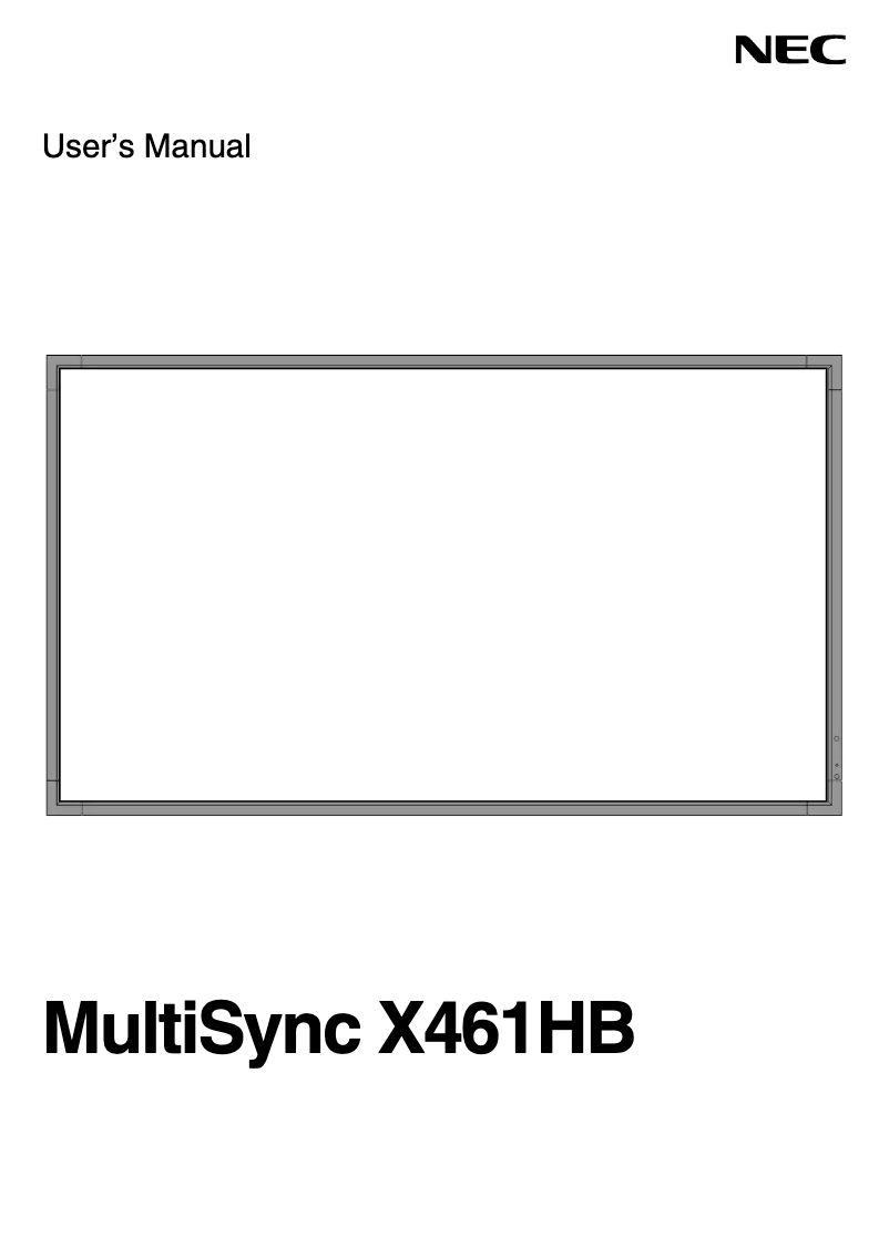 Image de la première page du manuel de l'appareil MultiSync X461HB