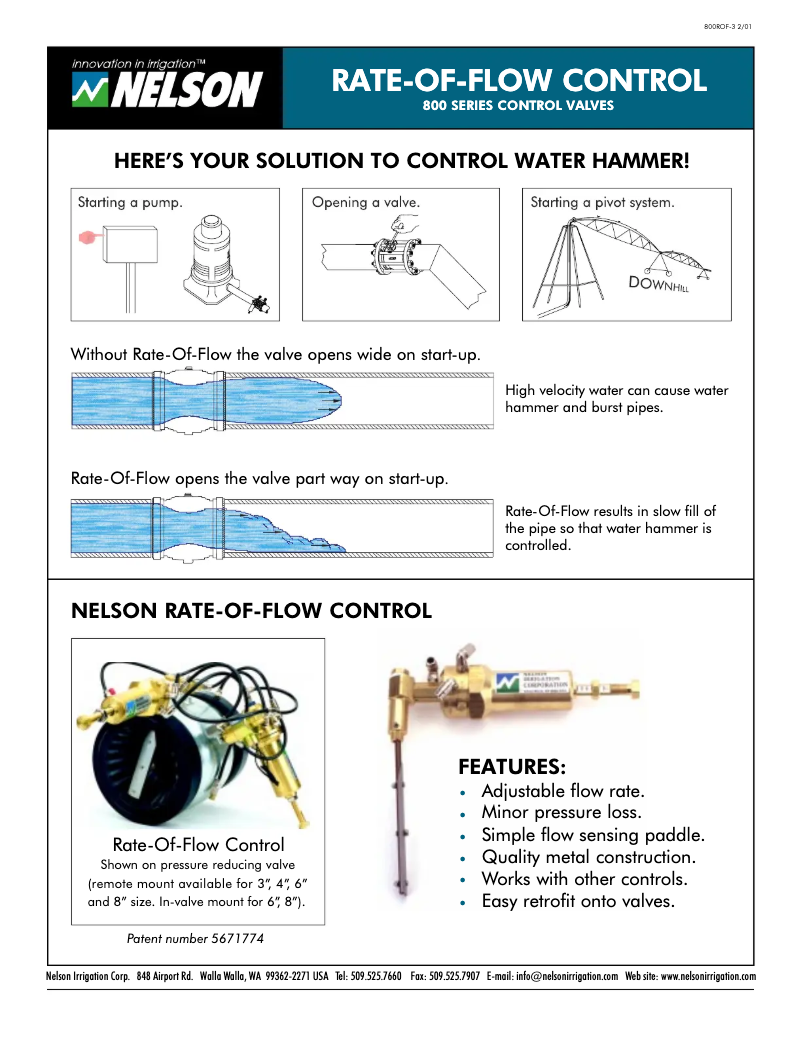 Page 1 de la notice Brochure Nelson 800 Series Flow