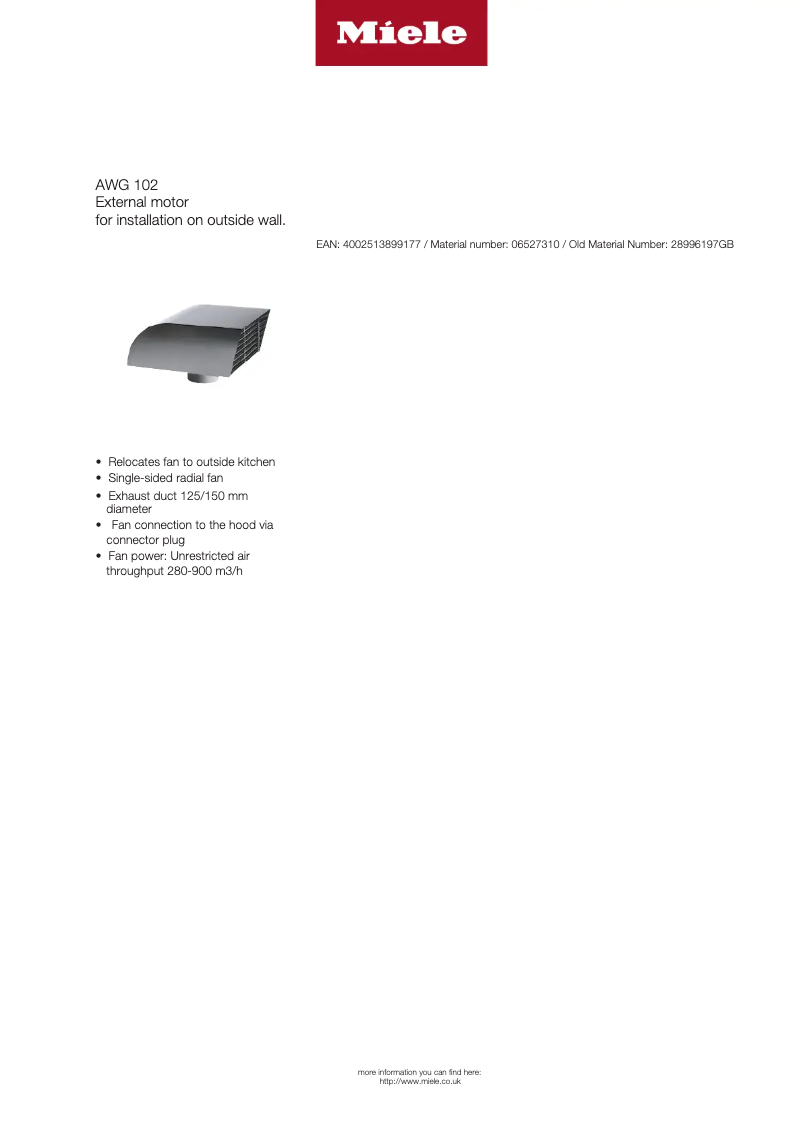 Page n°1 - Fiche technique Miele AWG 102