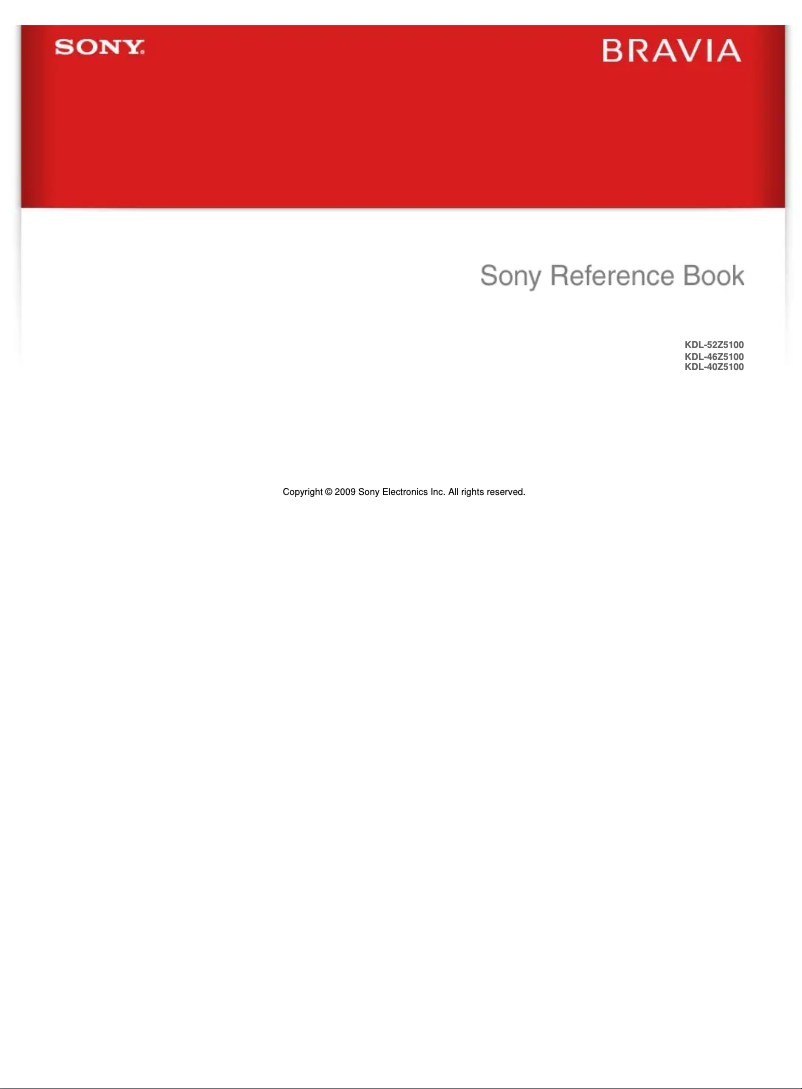 Page 1 de la notice Manuel utilisateur Sony Bravia KDL-52Z5100